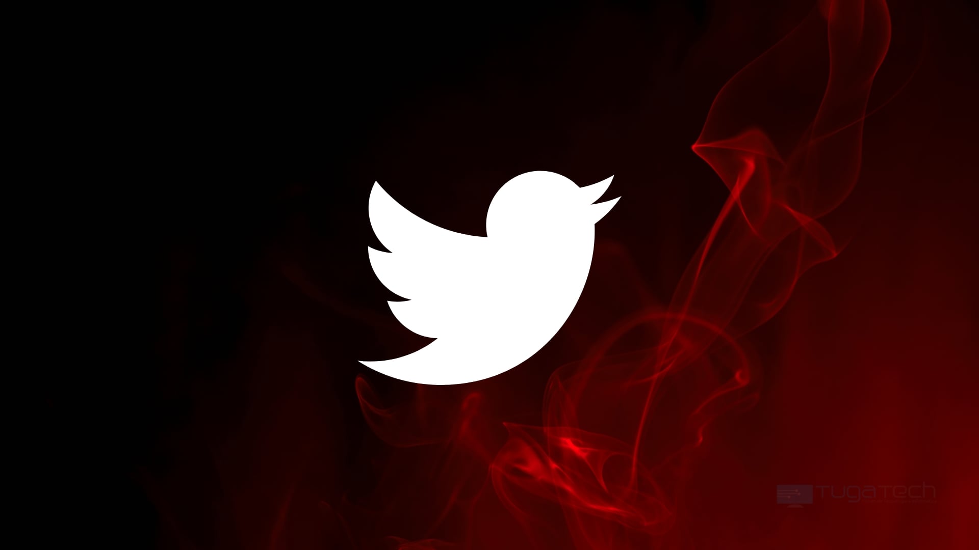 Twitter sobre fundo vermelho