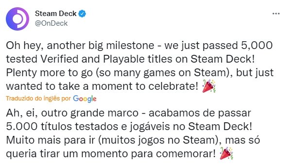 confirmação sobre steam deck validação jogos