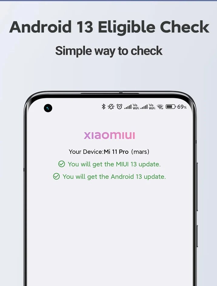 informação da app sobre o MIUI 13 e Android 13