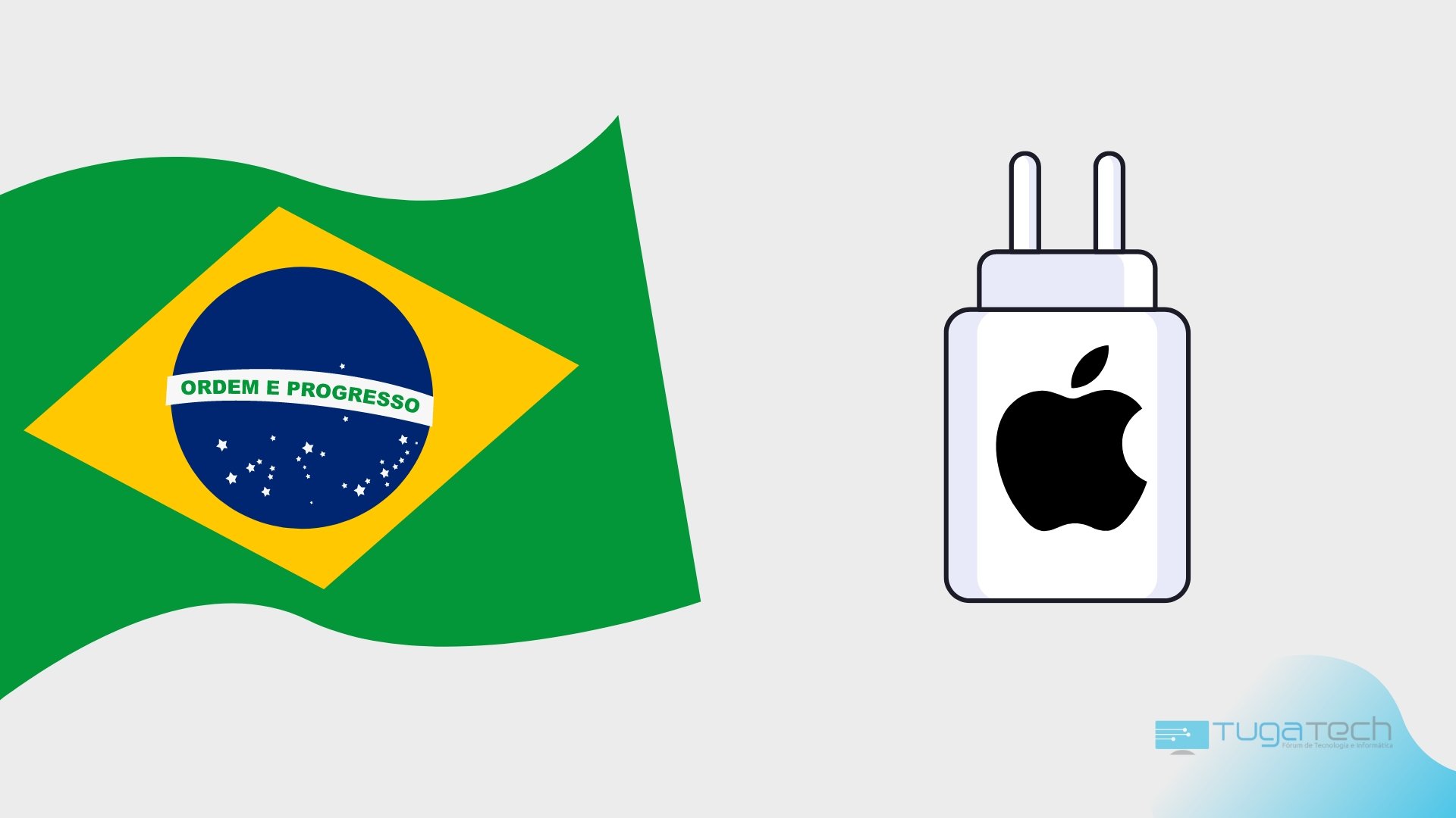 Bandeira do Brasil com carregador da Apple
