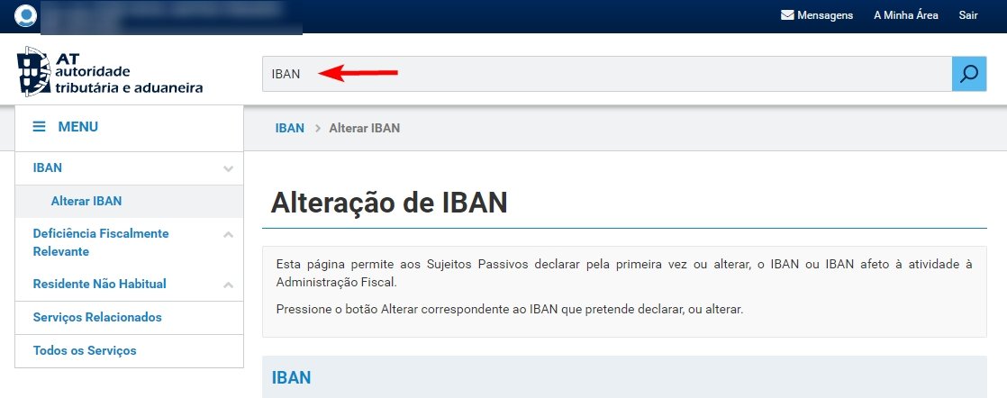 Alteração do IBAN no portal das finanças