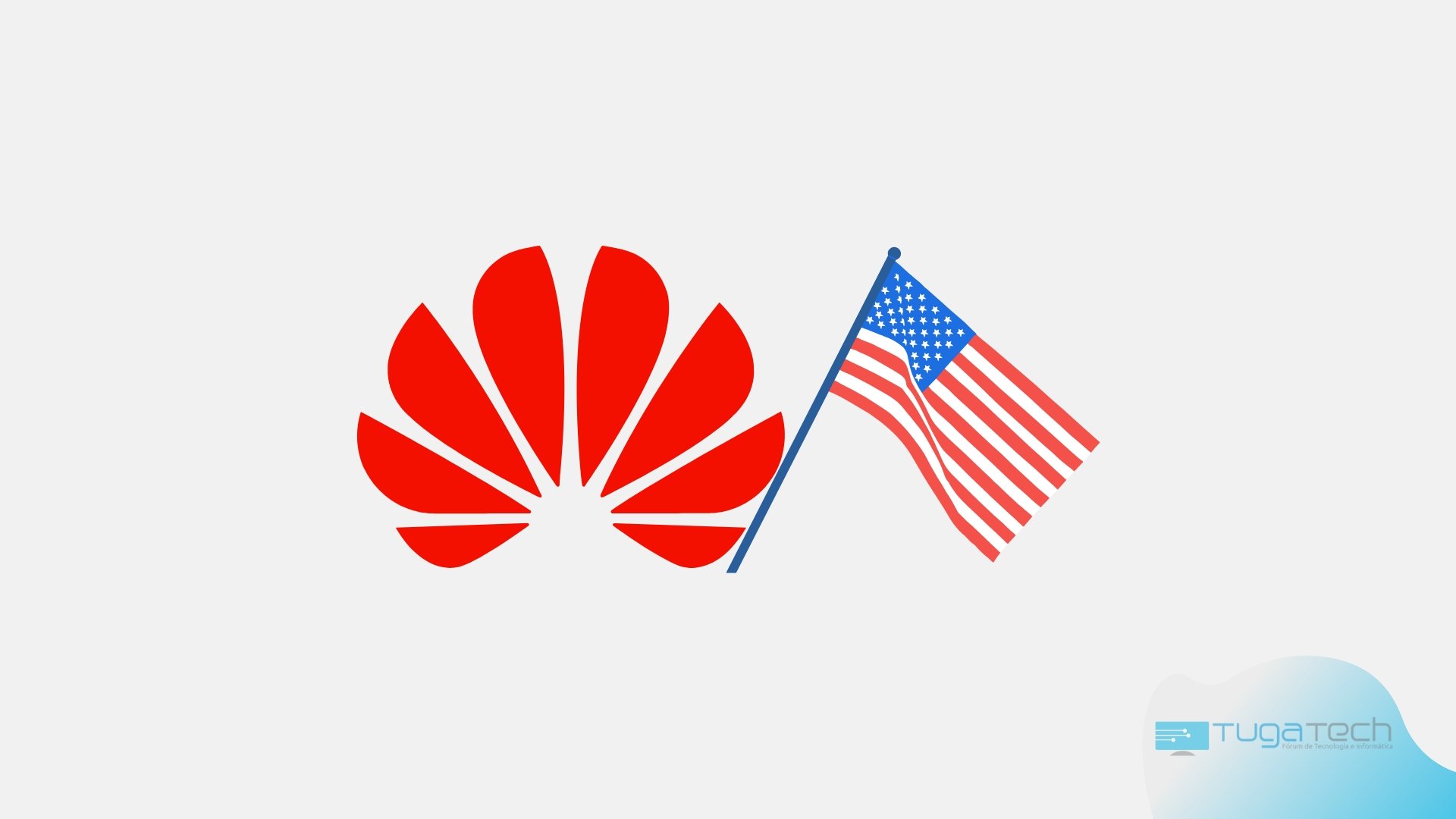 Huawei e bandeira dos EUA