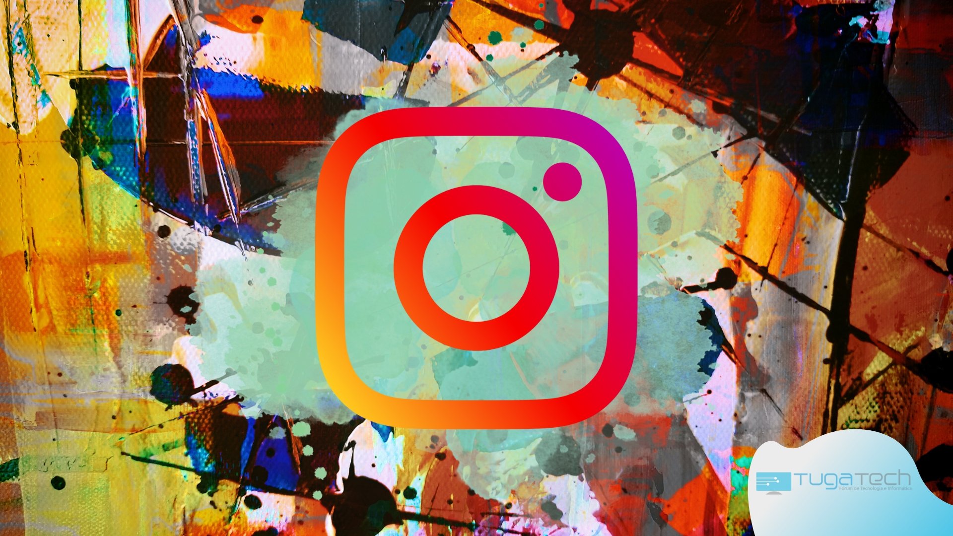 Instagram com fundo de arte em pintura
