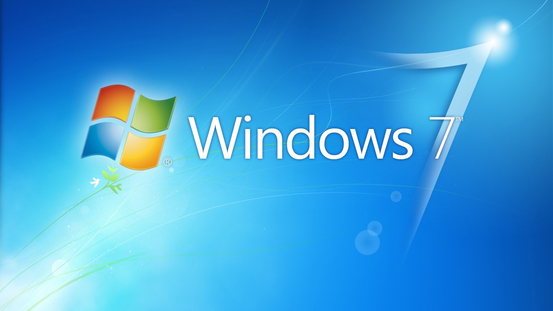 Windows 7 com fundo azul