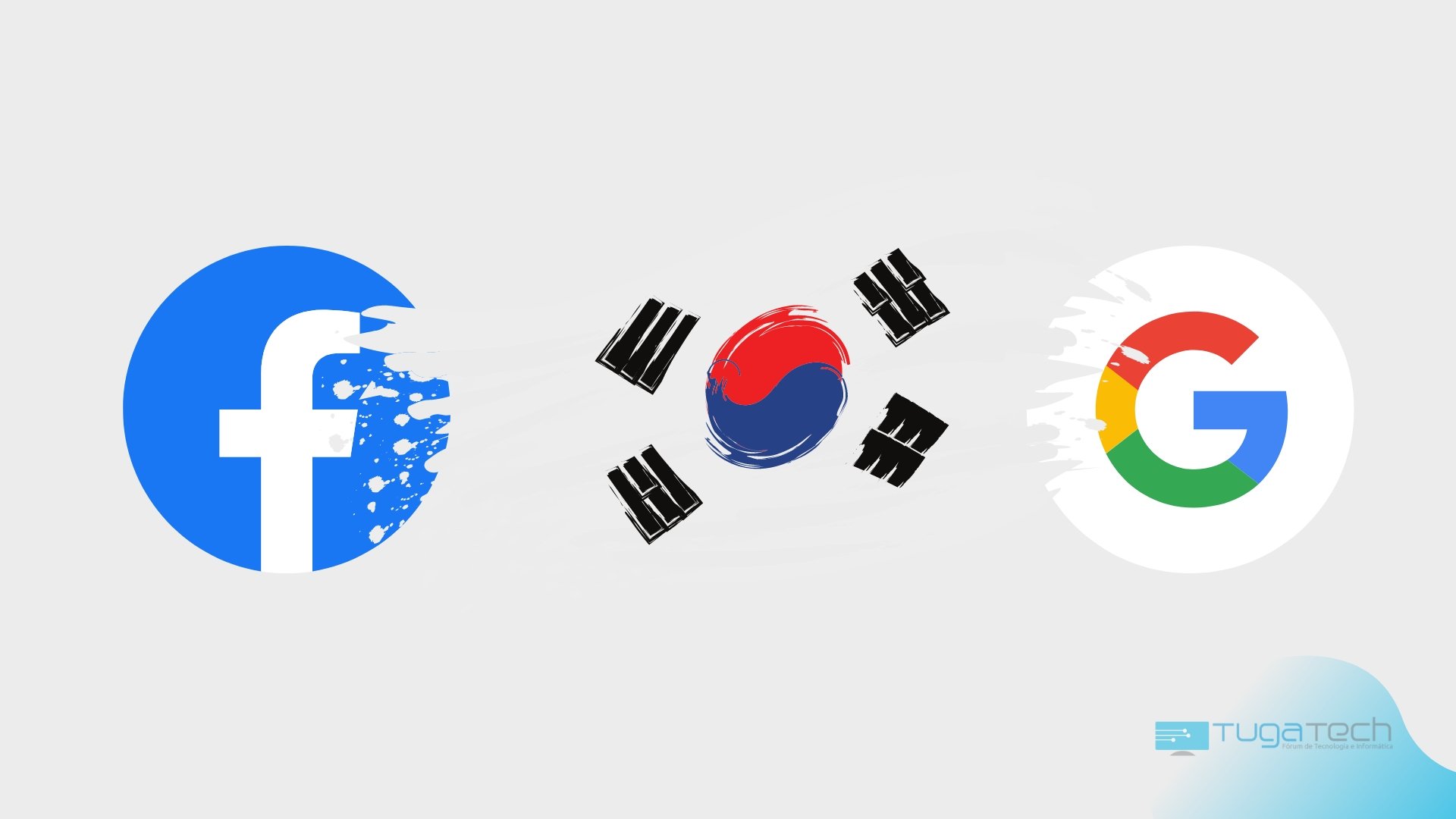 Meta e Google com bandeira da Coreia do Sul
