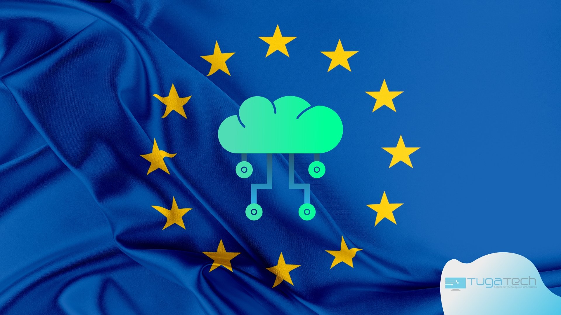 Internet das Coisas sobre bandeira da União Europeia