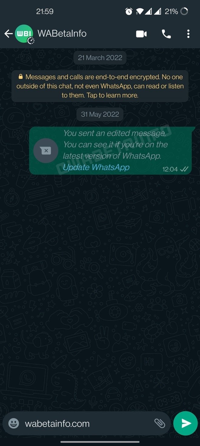 WhatsApp com mensagens editadas