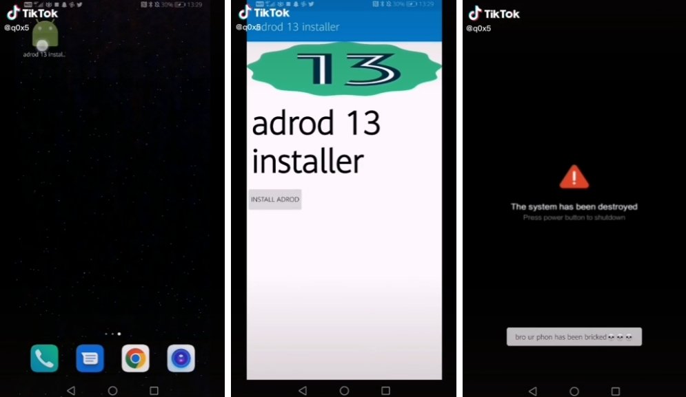 falsa aplicação de instalação do Android 13