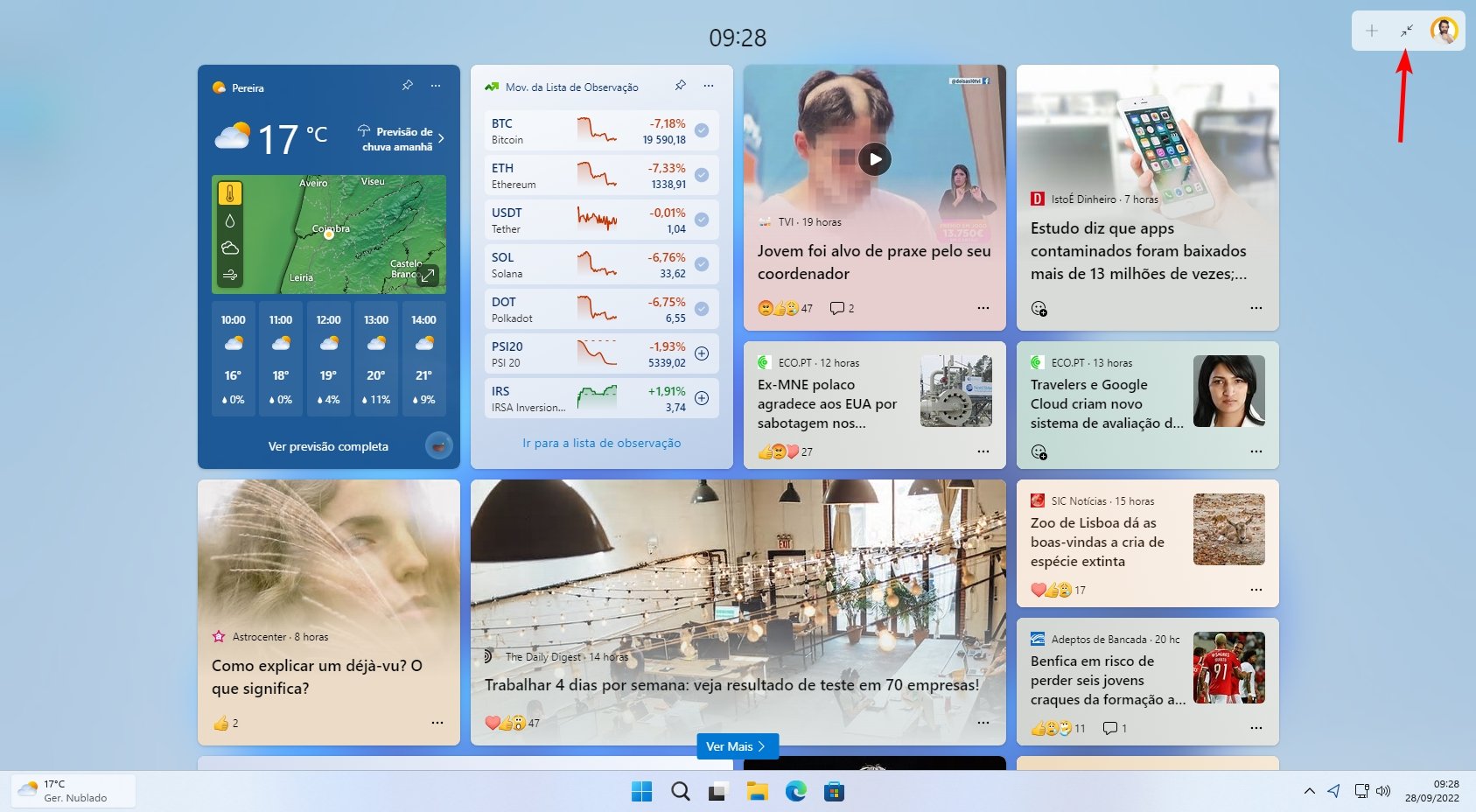 widget ecrã completo windows 11