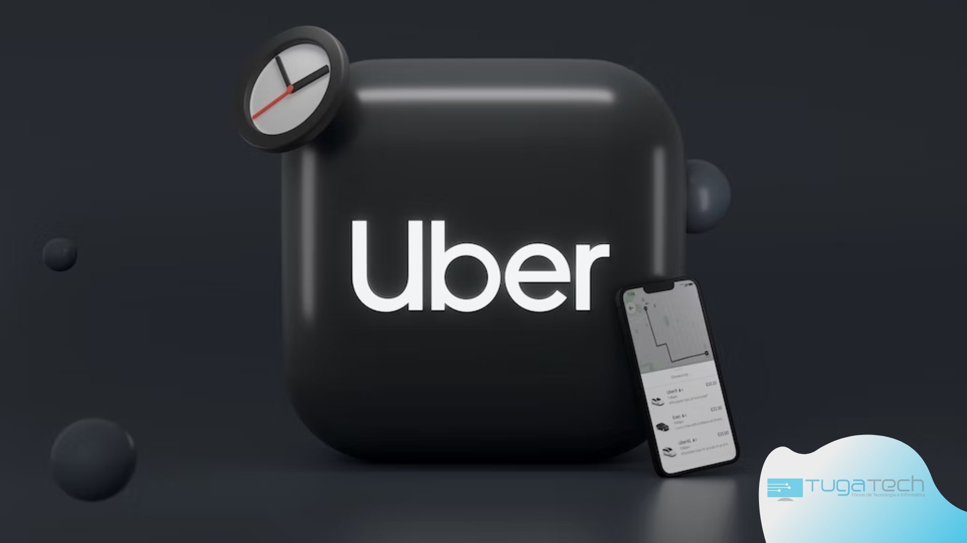 Aplicação da Uber e logo em 3D