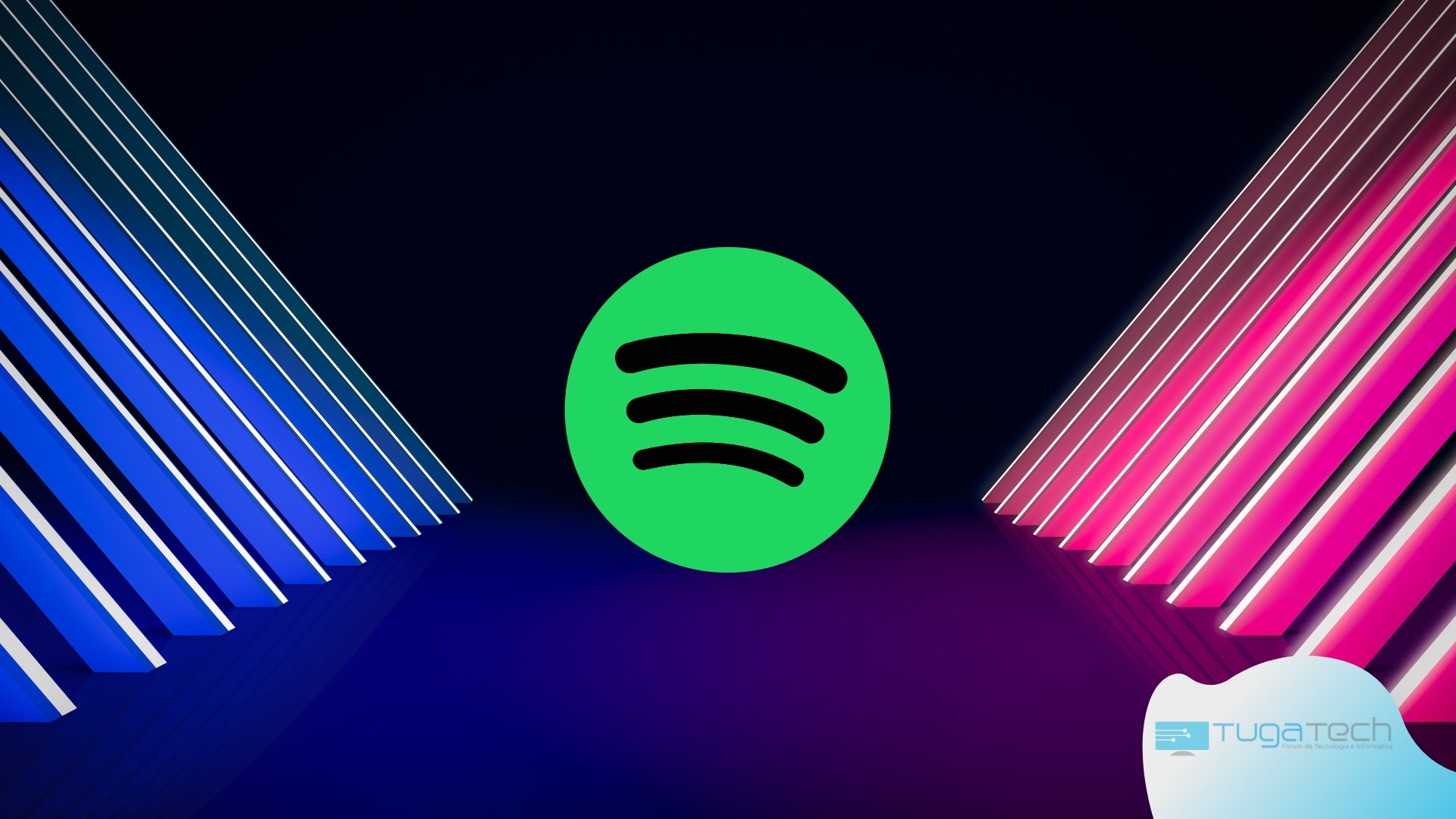 Spotify sobre fundo neon