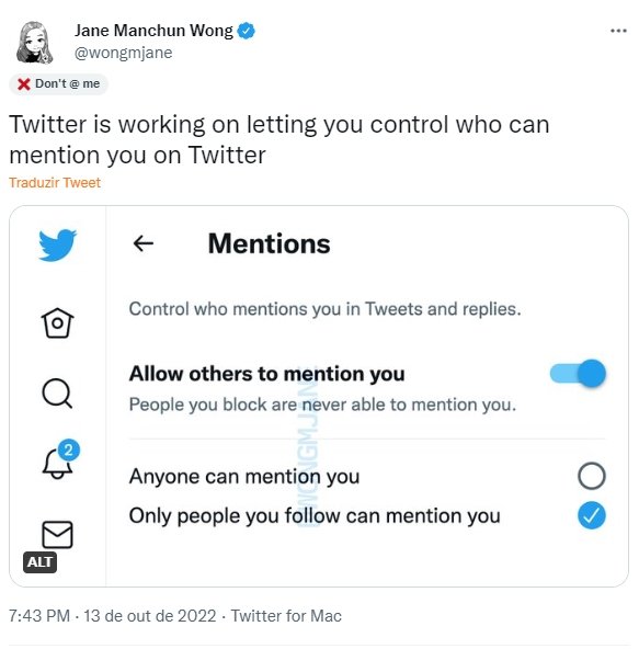 nova funcionalidade de bloquear menções do twitter