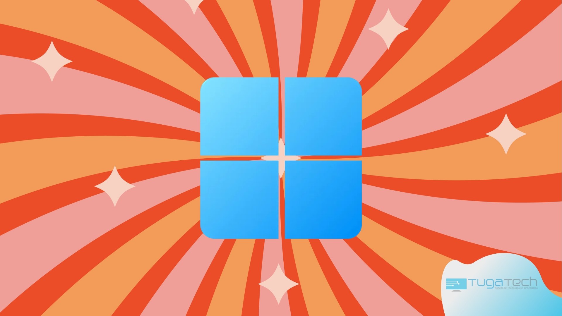 Windows 11 logo sobre fundo retro