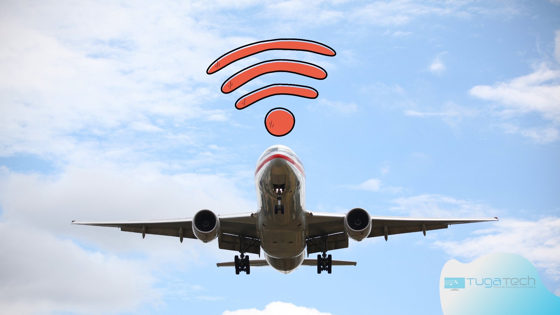 avião com sinal de wi-fi no topo