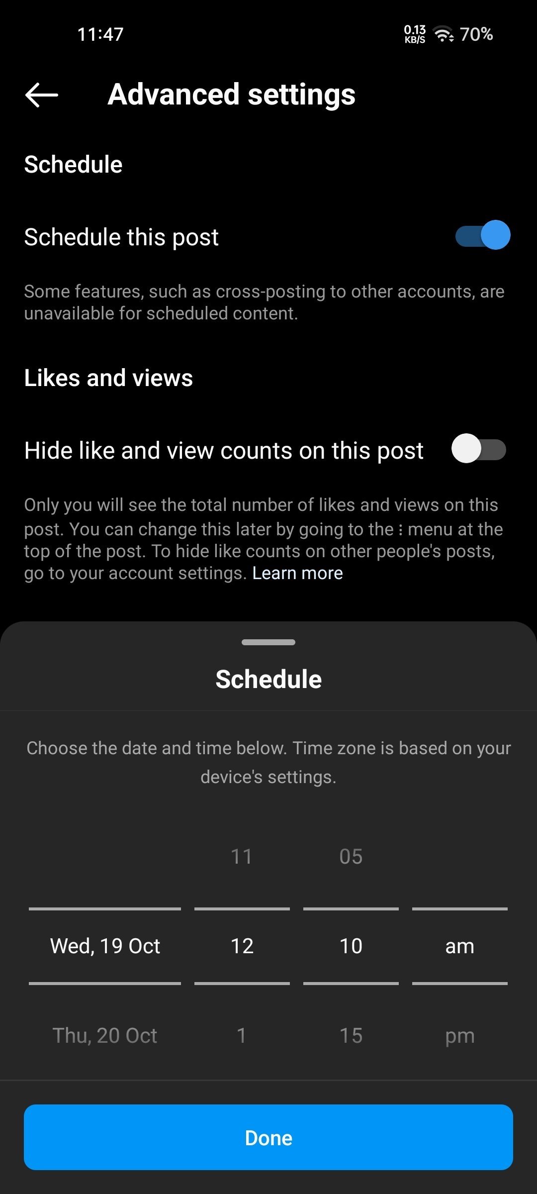 agendamento de publicações no Instagram em testes