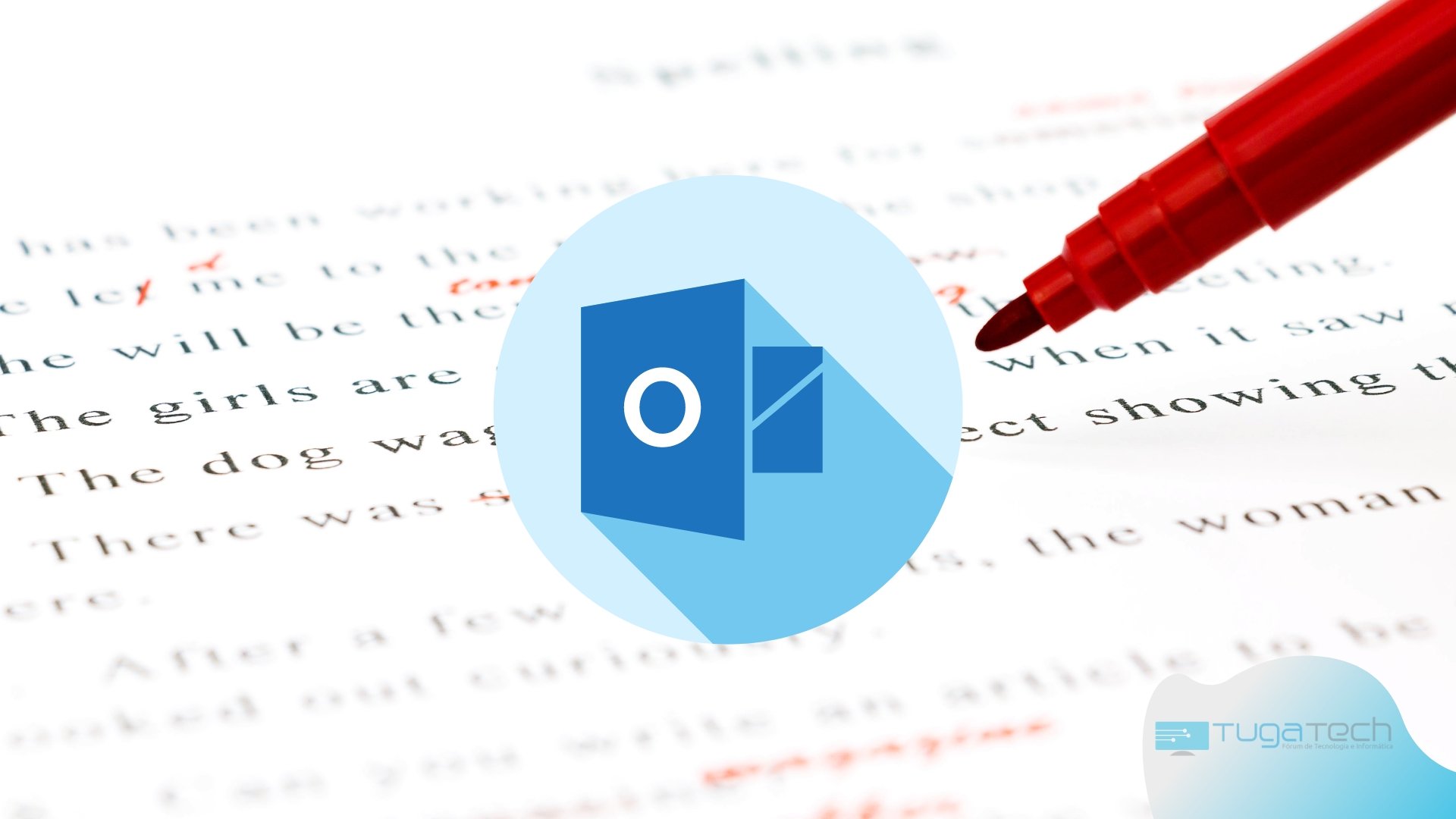 Outlook com sistema de verificação ortográfica