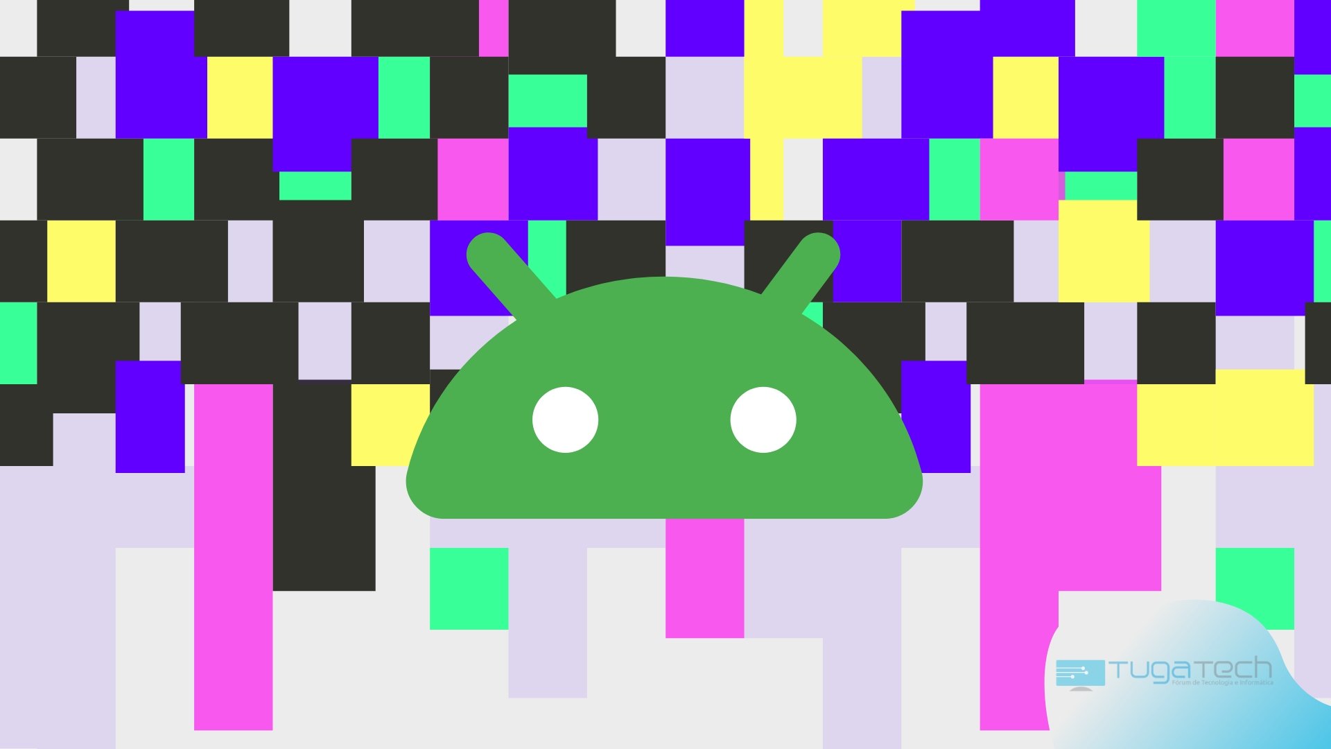 Android com fundo em glitch
