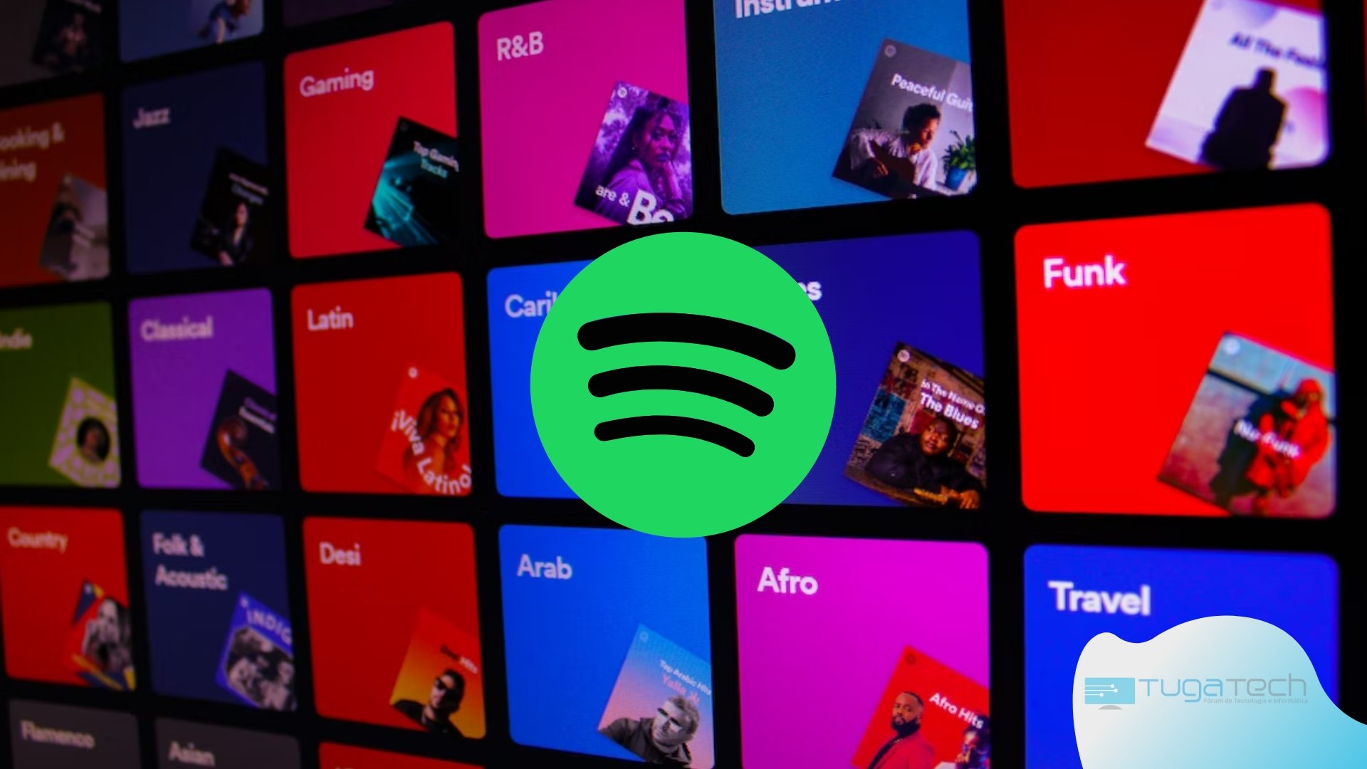 Spotify com fundo de estilos de musica